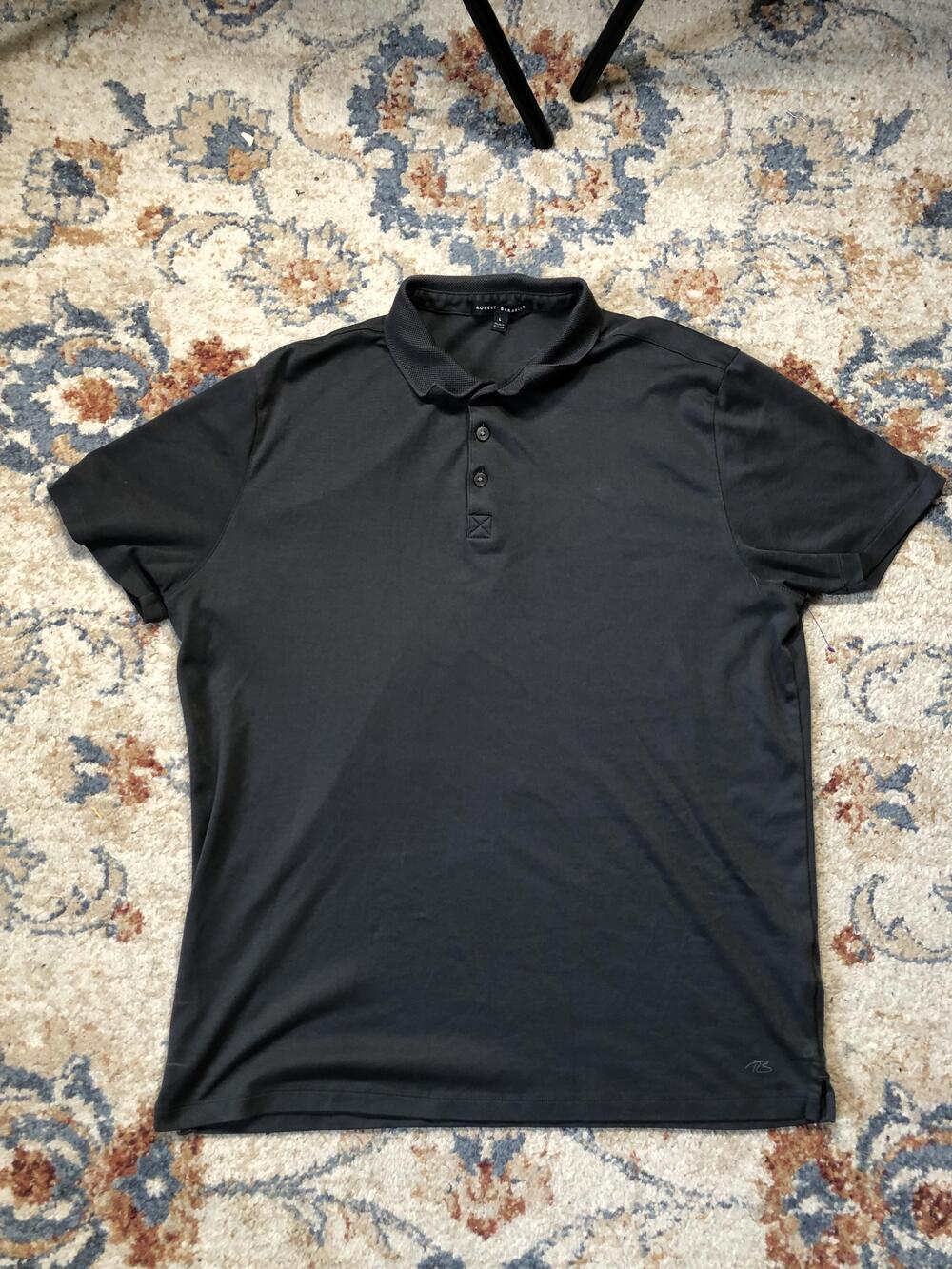 Robert Barakett Polo Shirt Mens Large Black Short Sleeve Classic Casual Golf